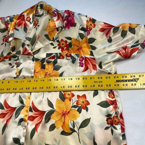 Victorias Secret Robe Chemise Set Womens Large Floral Satin Romantic 2 pc - Picture 13 of 15